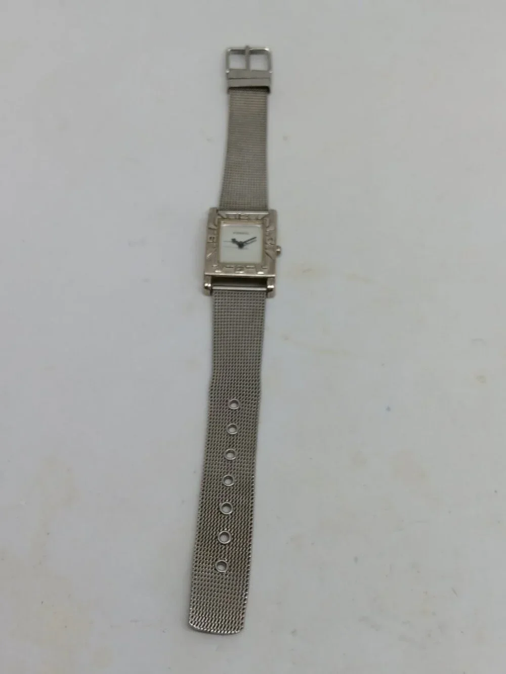 VINTAGE 2000s Fossil f2 EC-8799 Women's 24mm x 36mm Silver Tone Mesh Band Watch